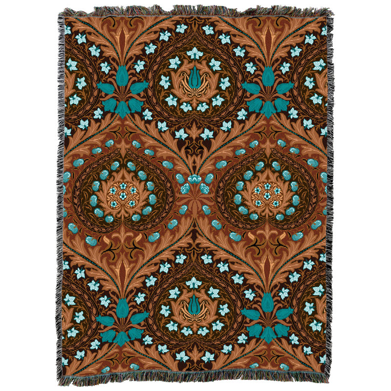Couverture de selle Pure Country Weavers William Morris Eden - Artisanat d'art - Jeté en coton tissé à la main, Selle