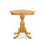 L'ensemble de salle à manger 3 pièces comprend une table ronde avec piédestal et 2 chaises rembourrées en tissu de lin, chêne-1789358639-1789358637