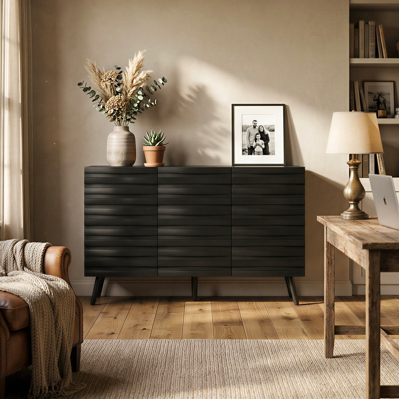 Modern 3-Door Geometric Storage Cabinet
