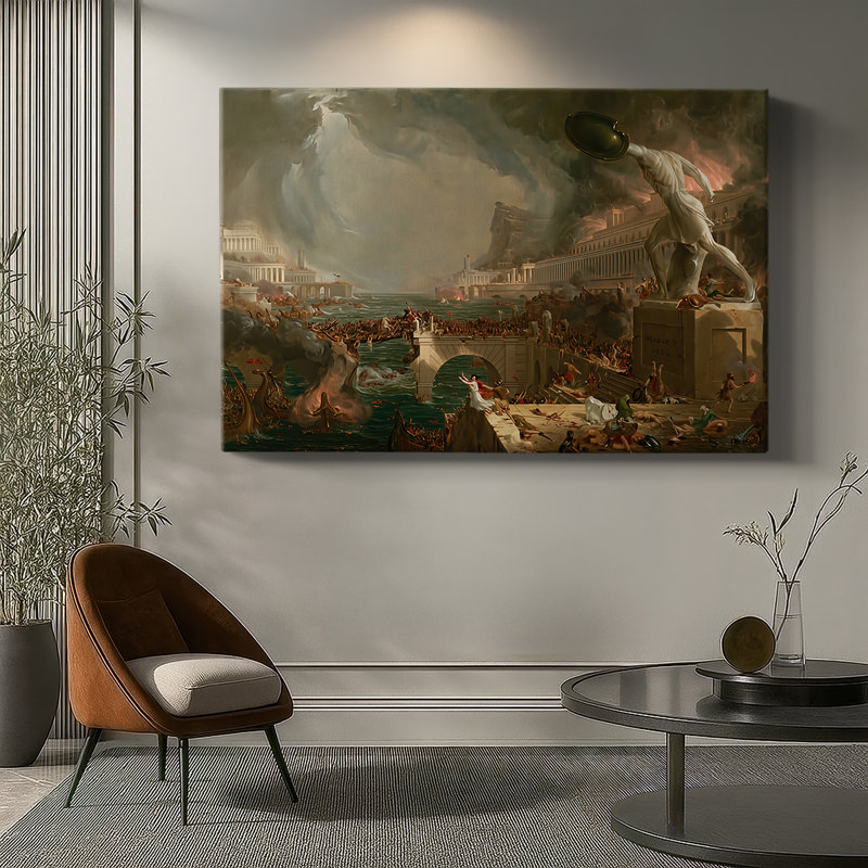 Le cours de l'empire: Destruction-Thomas Cole-Toile tendue avec châssis-1836, 8 x 12