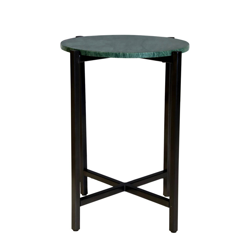 Table d'appoint en marbre pour le salon avec structure en métal - hauteur de 21 pouces