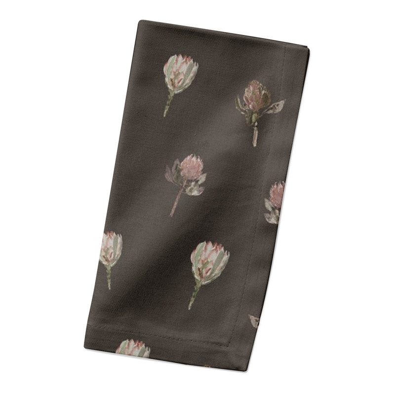 Serviette florale rectangulaire, Gris anthracite