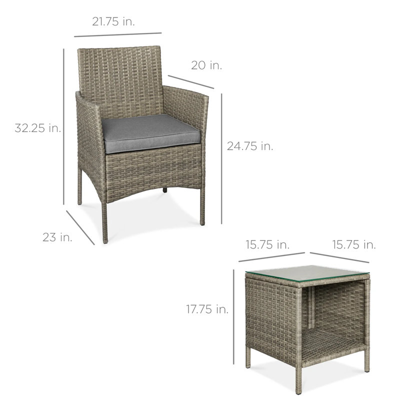 Patio Bistro Set, Taupe, Cement Gray