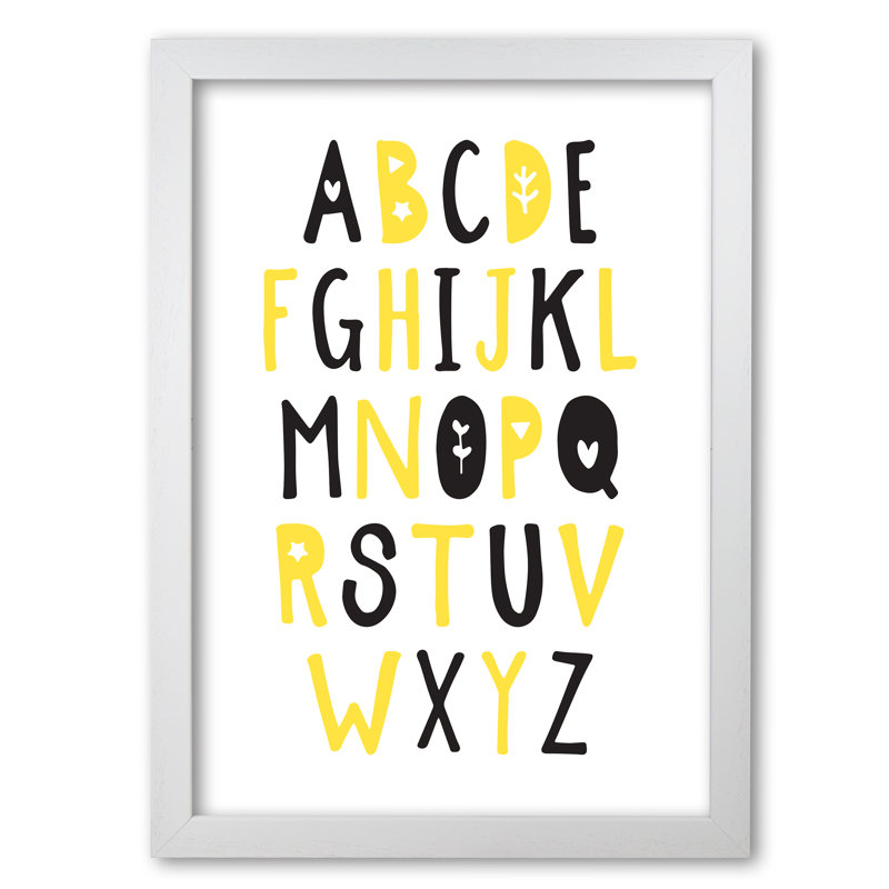 Alphabet - Painting, 42 cm H x 30 cm W x 5 cm D, White Grain Frame