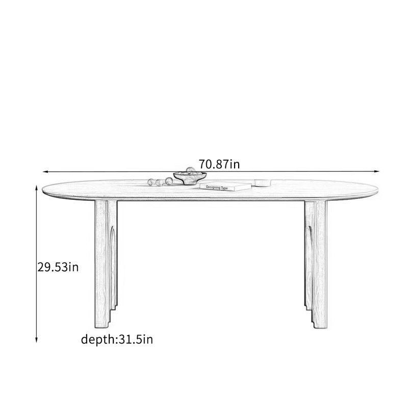 Table de salle à manger Eveleigh, H 29,53 po x L 70,87 po x l 31,5 po