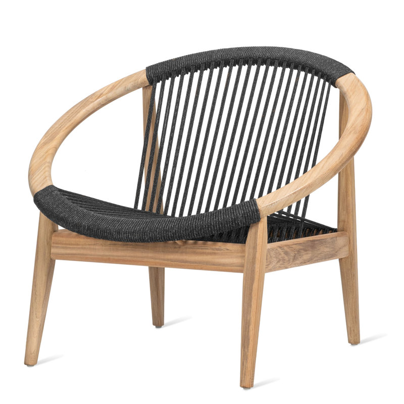 Frida Outdoor Lounge Chair, Black/Oak