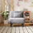  "31.5" convertible chair bed with adjustable backrest, tri-fold sofa bed with steel frame, light grey"
