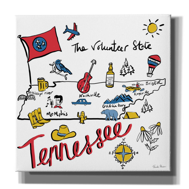  «Tennessee» par Farida Zaman, art mural sur toile, 12 po x 12 po, H 12 po x l 12 po