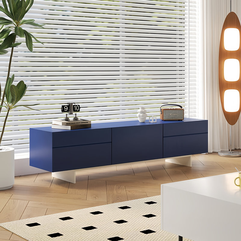 Meuble télé moderne, simple et créatif, Blanc / Bleu
