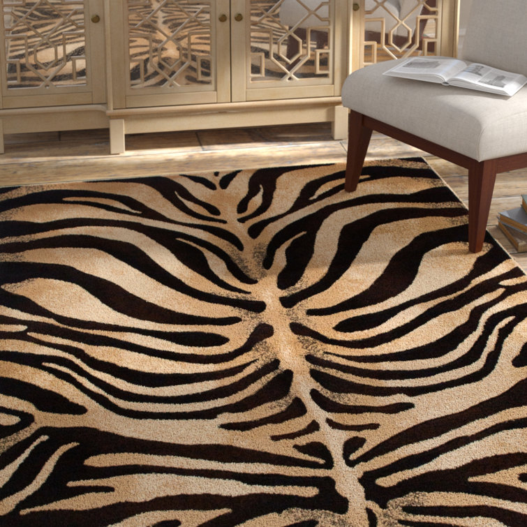 Poway Animal Print Dark Brown/Beige Area Rug
