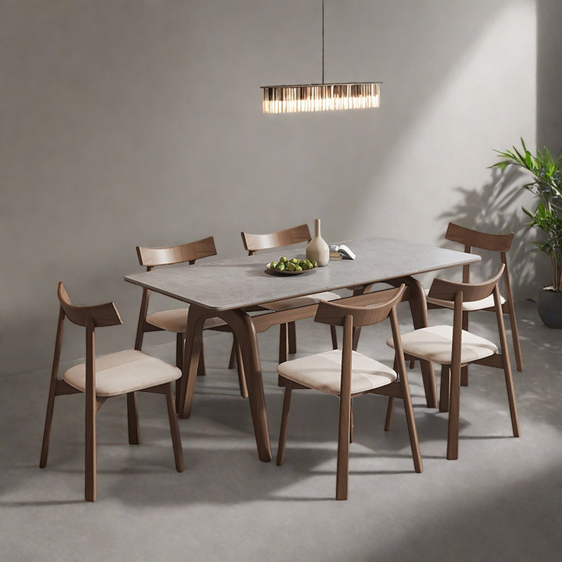 Small rectangular family dining table set, 29.52"H x 78.74"L x 35.43"W