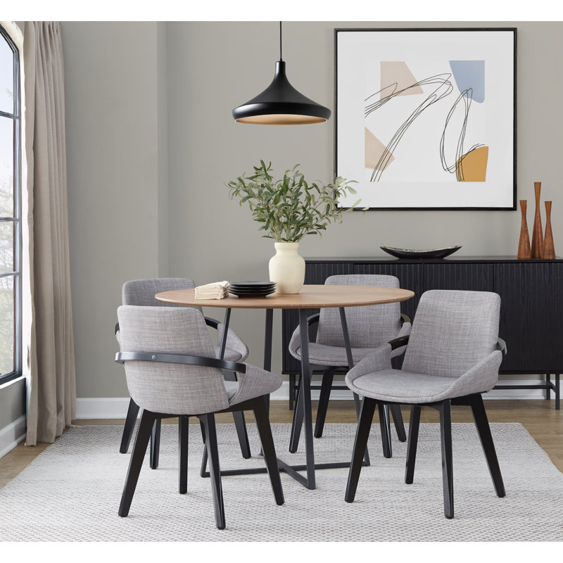 Whitacre 17'' H Upholstered Parsons Chair, Gray, Black