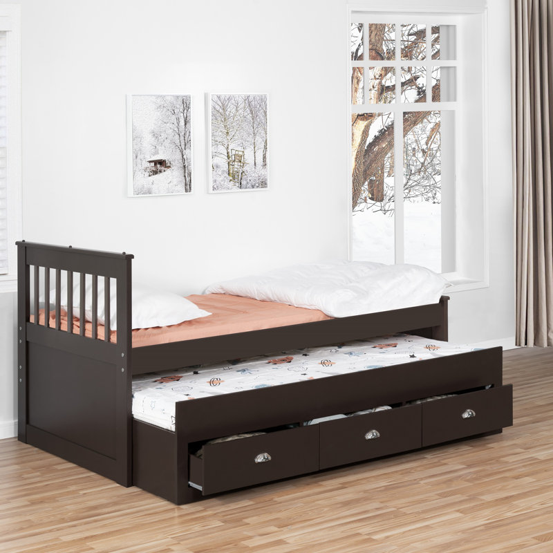 Lit plateforme avec rangement Jaslean, Espresso