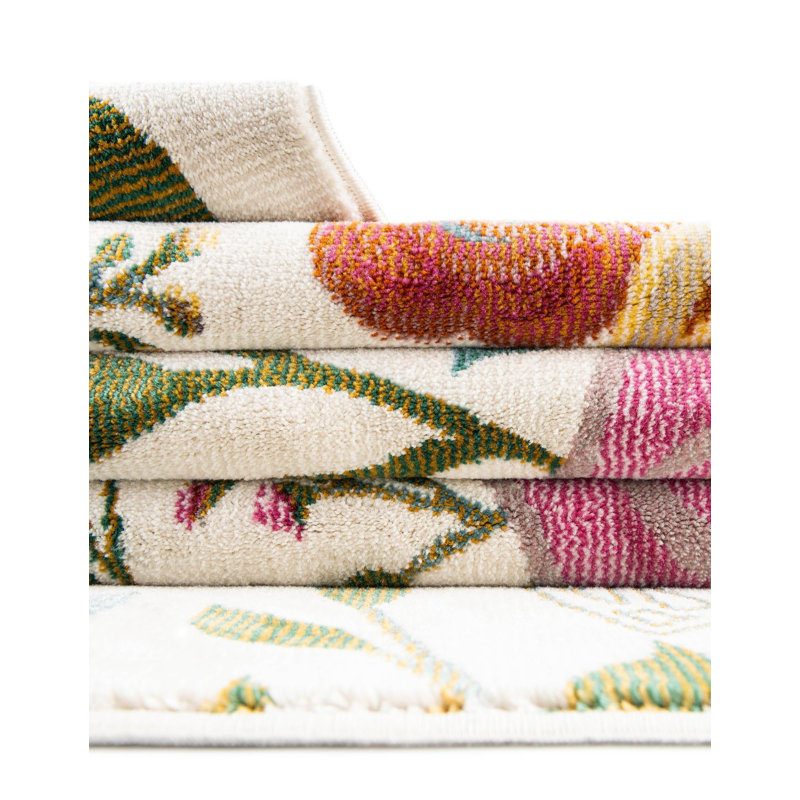 Daigneault Floral Ivory Area Rug, Rectangle 6'1" x 9'