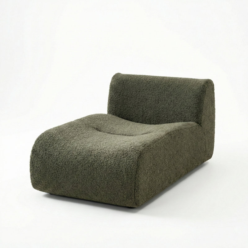 Chaise longue modulaire sans accoudoirs Grossman (grise), Grey Teddy