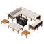 Ensemble de conversation d'extérieur en bois d'acacia pour patio avec table, coussin, poêle, meubles de véranda pour terrasse, balcon, cour
