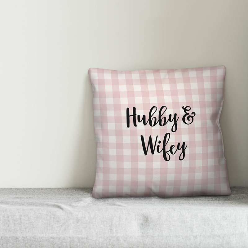  Coussin Hubby and Wifey, Coussin décoratif, Rose / Noir