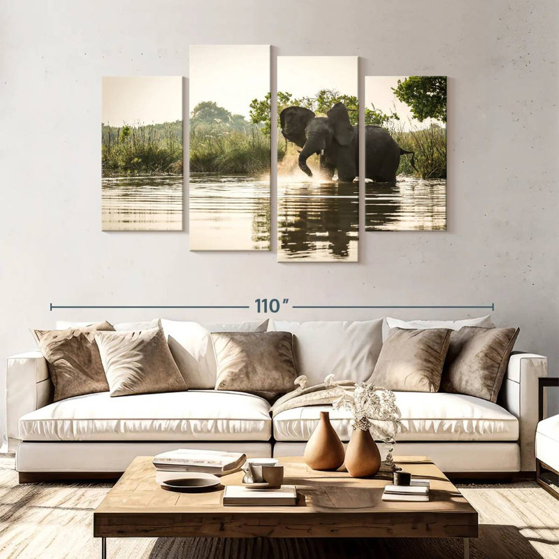 Brampt Elephant River Play, H 54 po x l 84 po