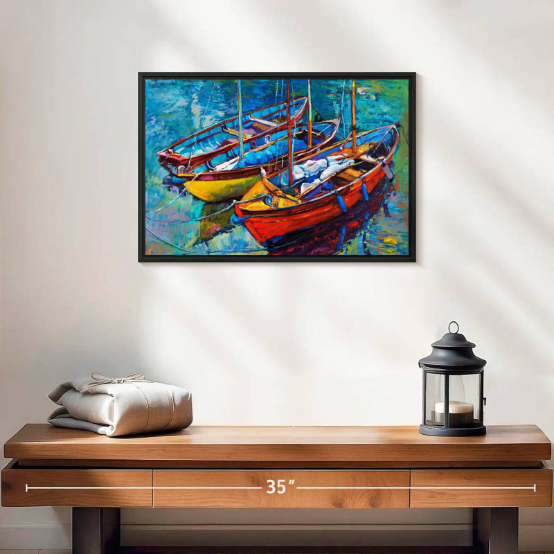 Bateaux vifs, 19 po x 13 po, Cadre flottant noir