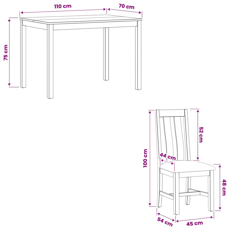 4 -Person Oak Solid Wood Dining Set, Beige, Beige, Beige, Beige