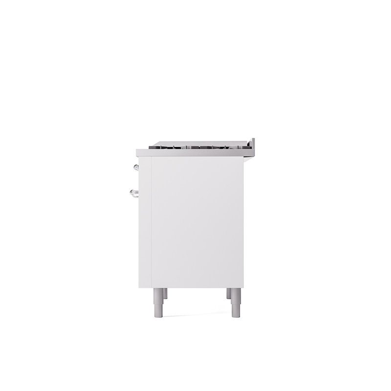 ILVE Nostalgie II Series 36 inch Dual Fuel Range with 6 Burners, Griddle (Glass Door), White/Chrome, Liquid Propane