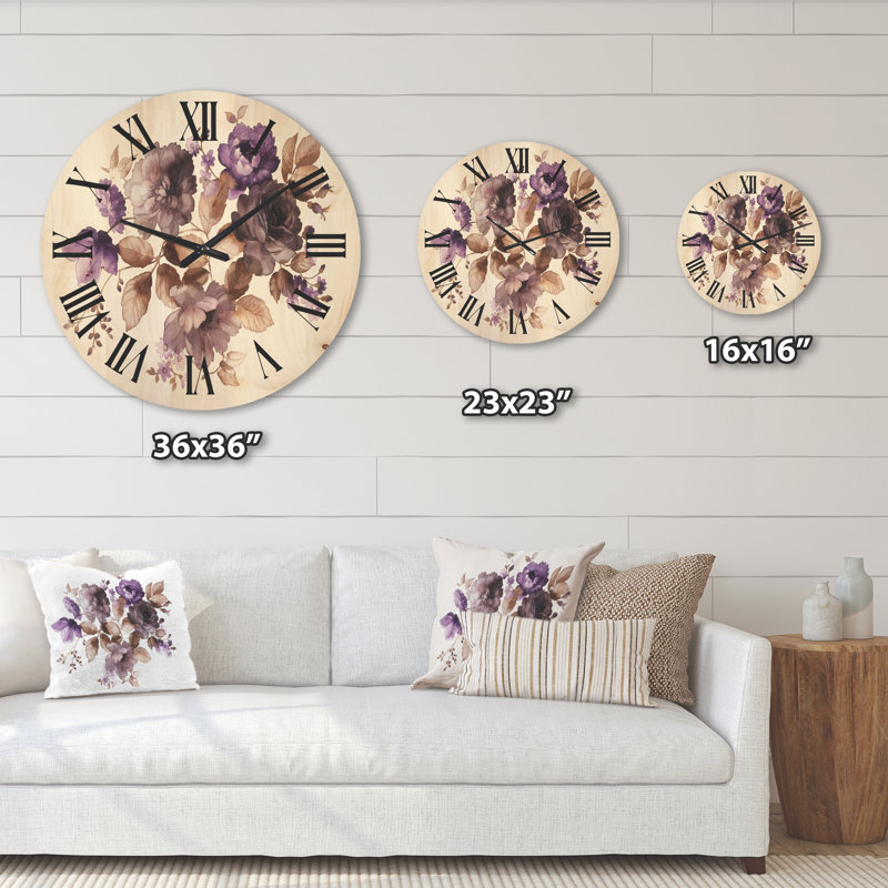 Horloge murale fleurs avec feuilles, Grand