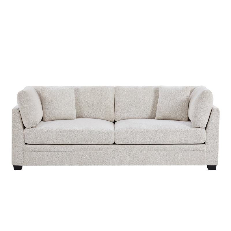 Liora Modern Chenille Upholstered Flared Arm Sofa With Plush Cushions, Beige