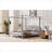 King Size Platform Canopy Bed for Bedroom, Solid Pine Cool Gray Frame With Headboard and Central Support Legs