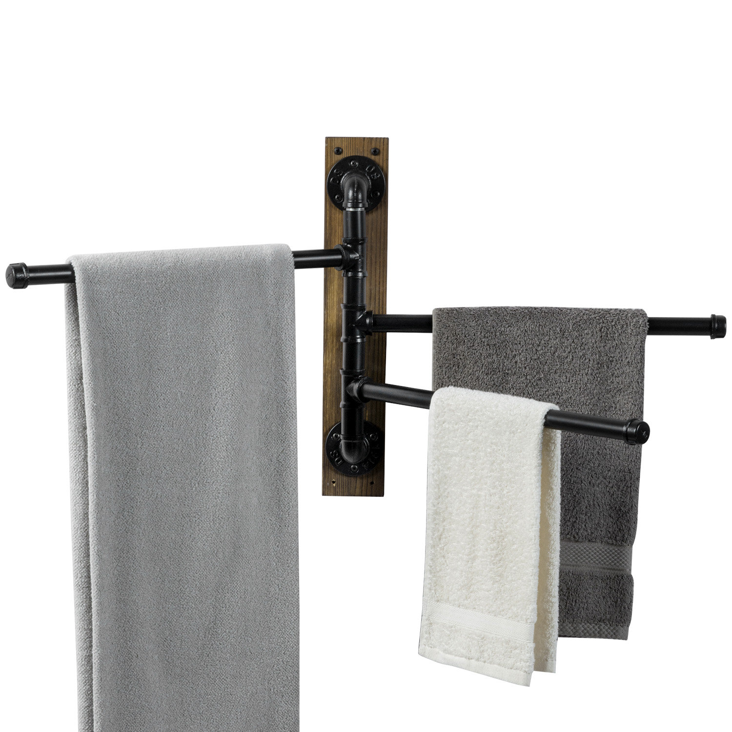 MyGift Modern Stainless Steel 3 Swivel Arm Towel Holder Rack
