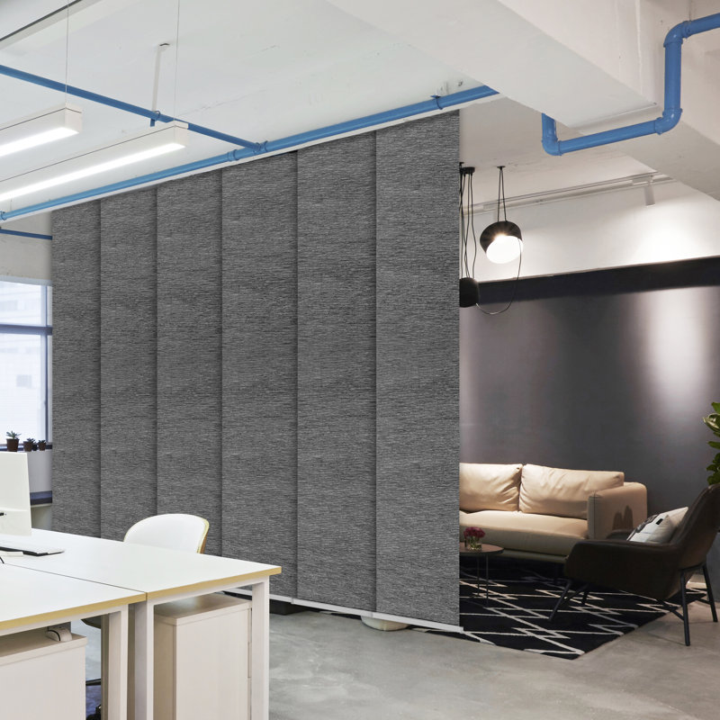 Charcoal Camo 6-Panel Single Rail Panel Track Extendable 48"-84" W x 91.4"H, Panel width 15.75"