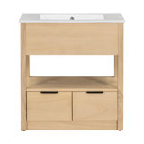 Bathroom Vanity with Sink Top, Open Storage Shelf, and Two Drawers