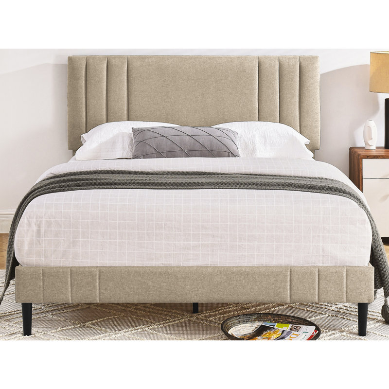 DeCoro Chicago Modern Tufted Upholstered Platform Bed, Linen, Full