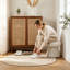 Tabouret de repose-pieds blanc en tissu Teddy-131176093