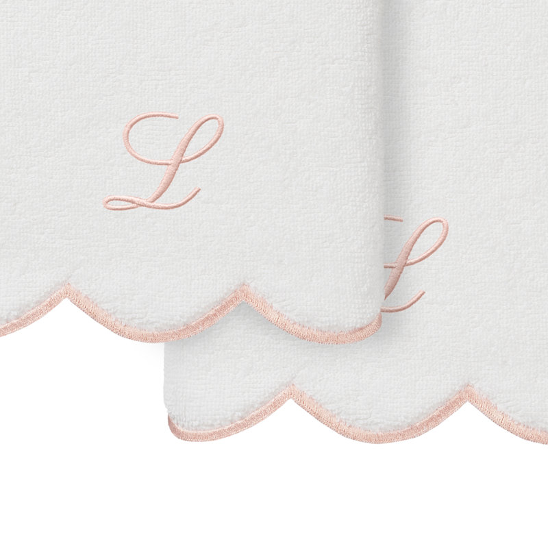 Ensemble de serviettes à main personnalisables 2 pièces Linorn Home Textiles 100% coton turc ADORNIA, L, Blanc / Rose