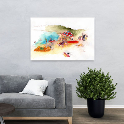 Art contemporain contemporain abstrait coloré, paysage de plage contemporain