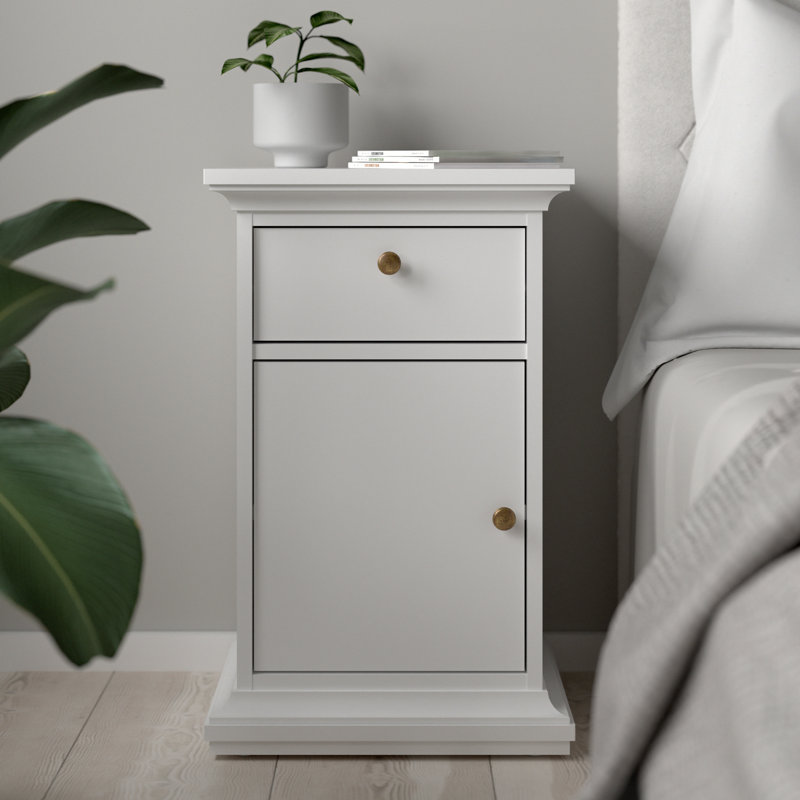 Adianey 43.6cm W Manufactured Wood Bedside Table, White