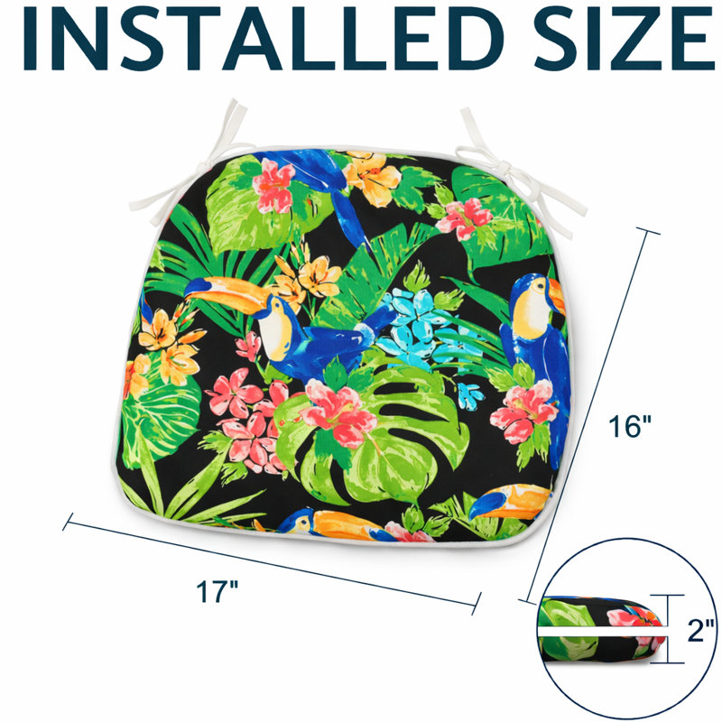 17"x16"x2" Outdoor Patio Chair Cushions (set Of 4), Water-repellent U-shape Thick Foam Seat Cushions With Ties, All-weather Polyester Cushions For Garden, Patio & Dining Chairs