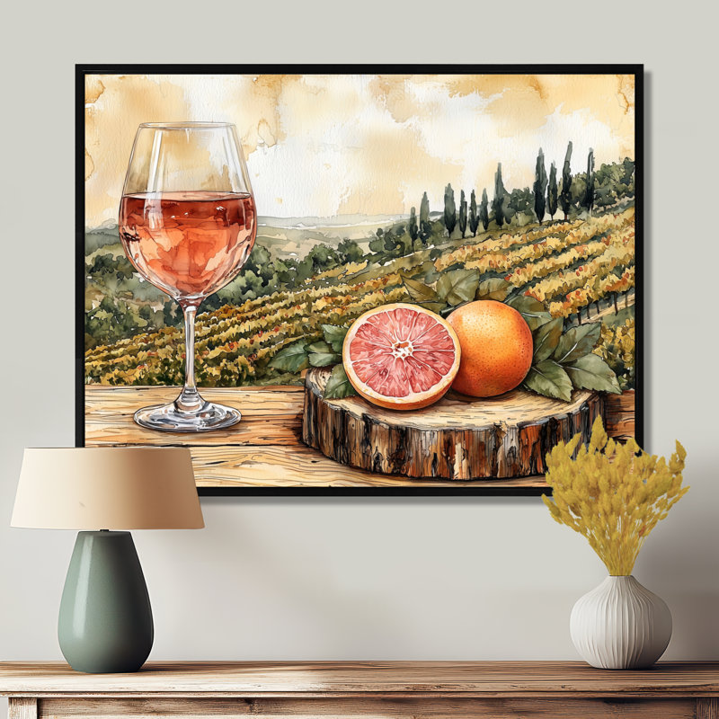 Birtie - Vineyard, art mural, H 30 po x l 40 po, Noir, Impression encadrée flottante