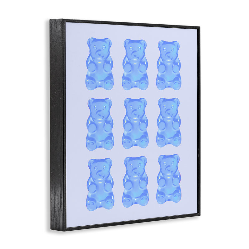  «Blue Candy Bears», estampe numérique de House of Lulu, H 14 po x l 11 po, Giclée encadrée noir minuit