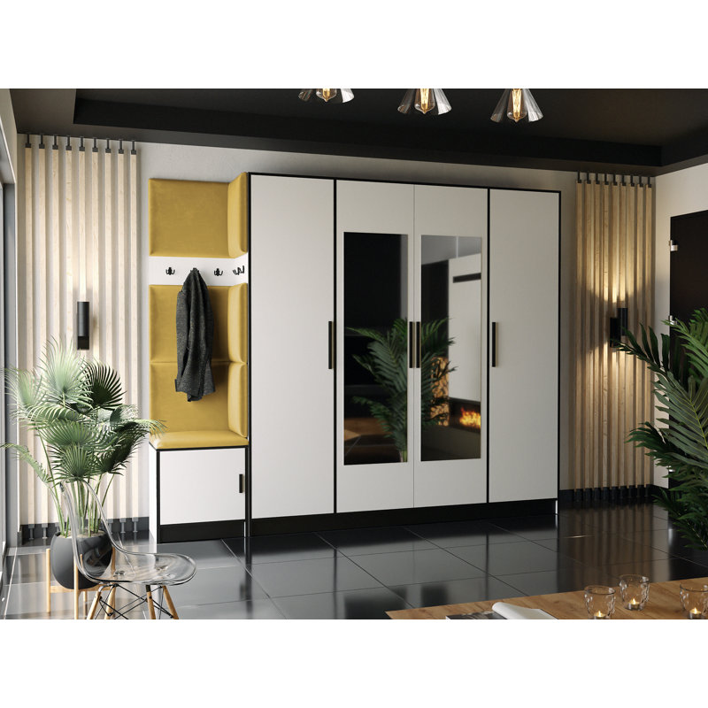 Malcon Hall Tree 260cm Wide with Bench, White/Yellow