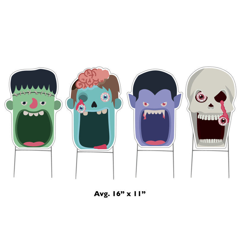 Ensemble de 4 pièces d’Halloween faces Garden stake