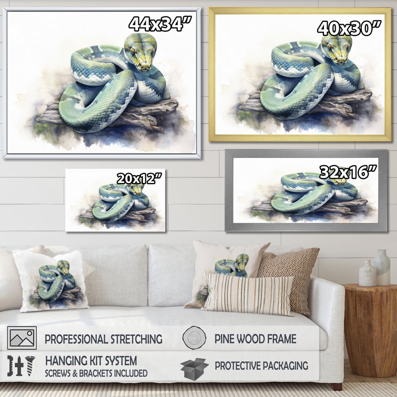 «Wild Snake I» sur toile, H 16 po x l 32 po x P 1 po, Cadre flottant noir