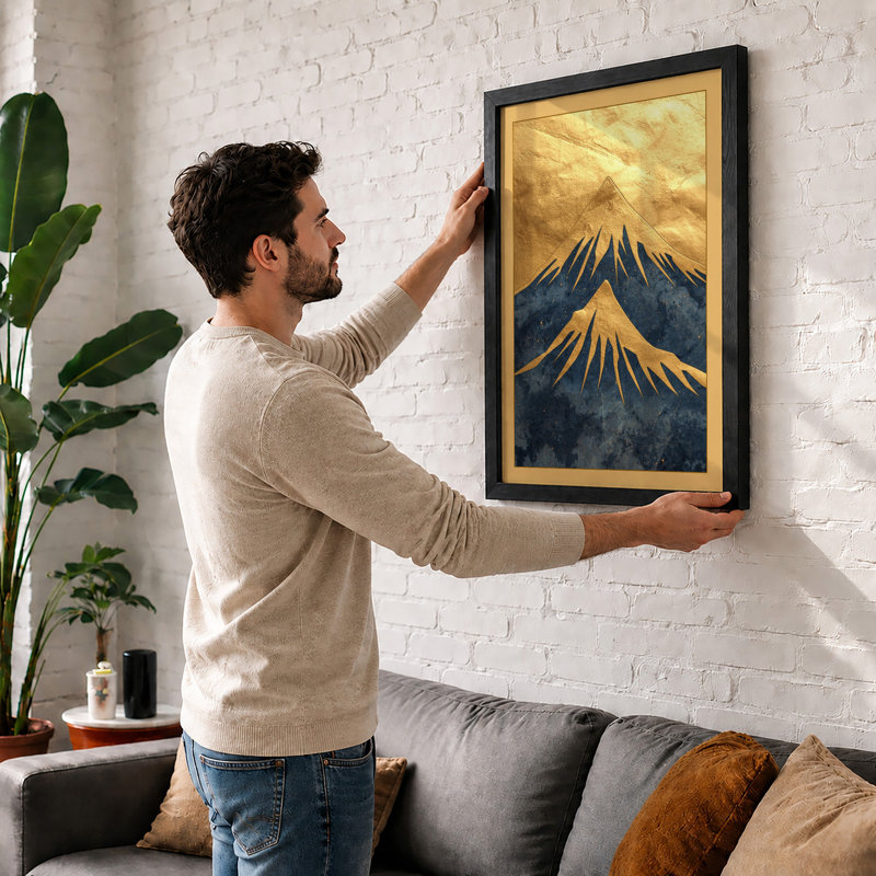 Angular Mountain Peak Art Deco - Print, A1 - 84.1 x 59.4 cm, Oak