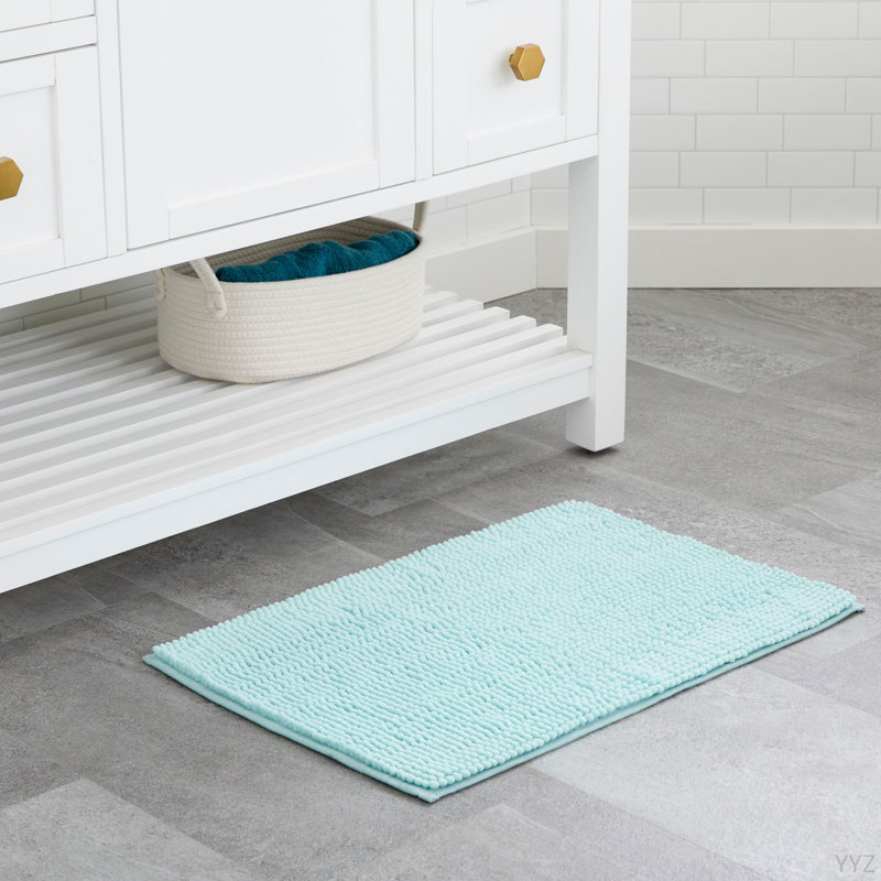 Tapis de bain en chenille Linenspa, 17 x 48, turquoise