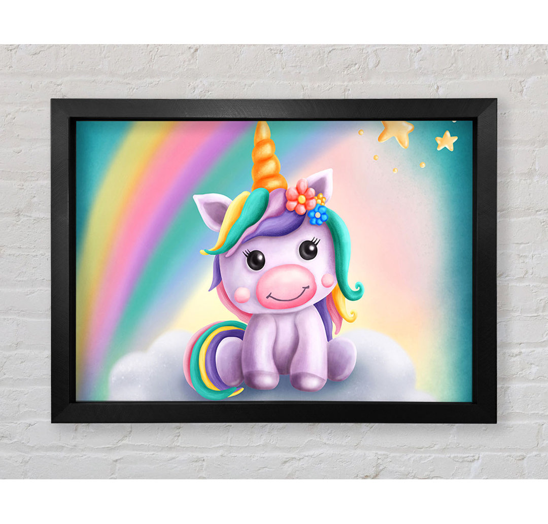 Einhorn Regenbogen Happy Gerahmter Druck