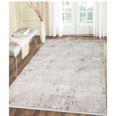 Tapis gris / brun en acrylique tissé à la machine Flux