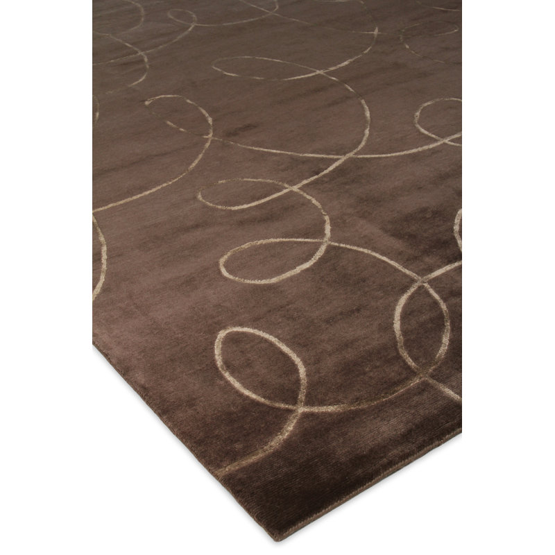 Super Tibetan hand-knotted Wool/Bamboo Silk Chocolate Area Rug
