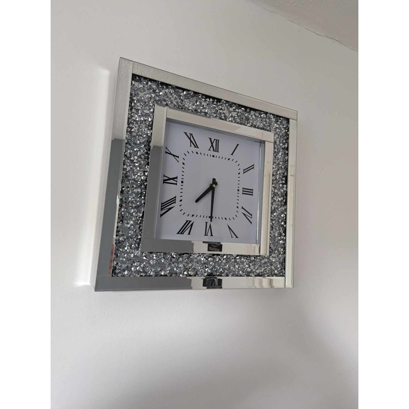 Nova Square Crushed Diamond Wall Clock
