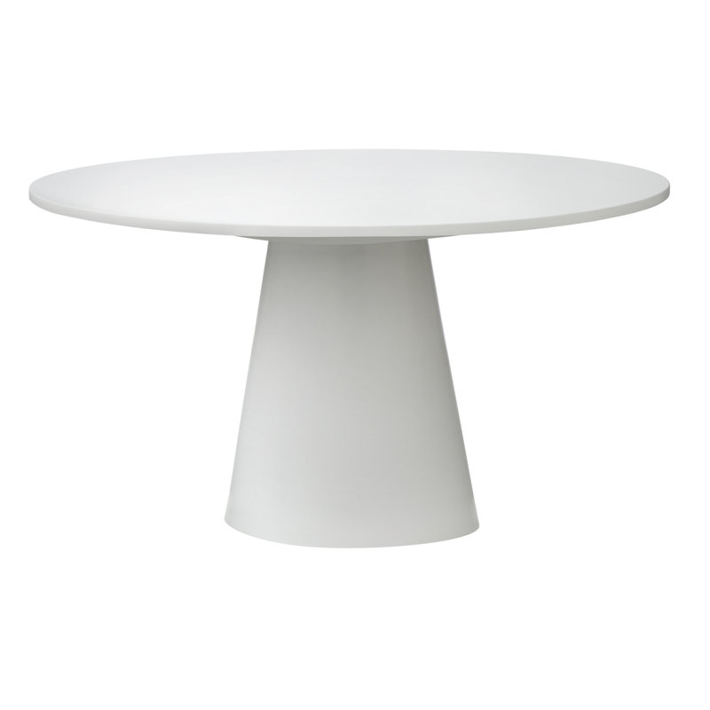 Boudot Round Solid Wood Base Dining Table, White, 30.75”H x 59.1”L x 59.1”W
