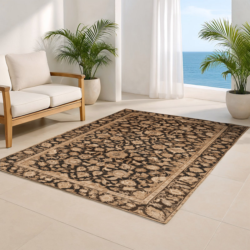 Tapis d'intérieur et d'extérieur persan beige, Rectangulaire 3 pi x 5 pi
